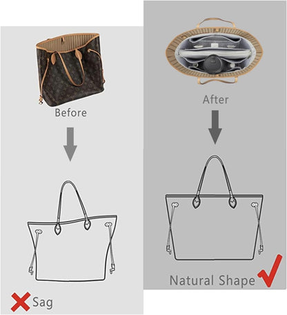 Purse Organizer Insert For Handbags, Purse Organizer With Zipper, Neverfull Organizer, Bag Organizer For Speedy Neverfull ONTHEGO Tote, Handbag and More (Silky Brown, small)