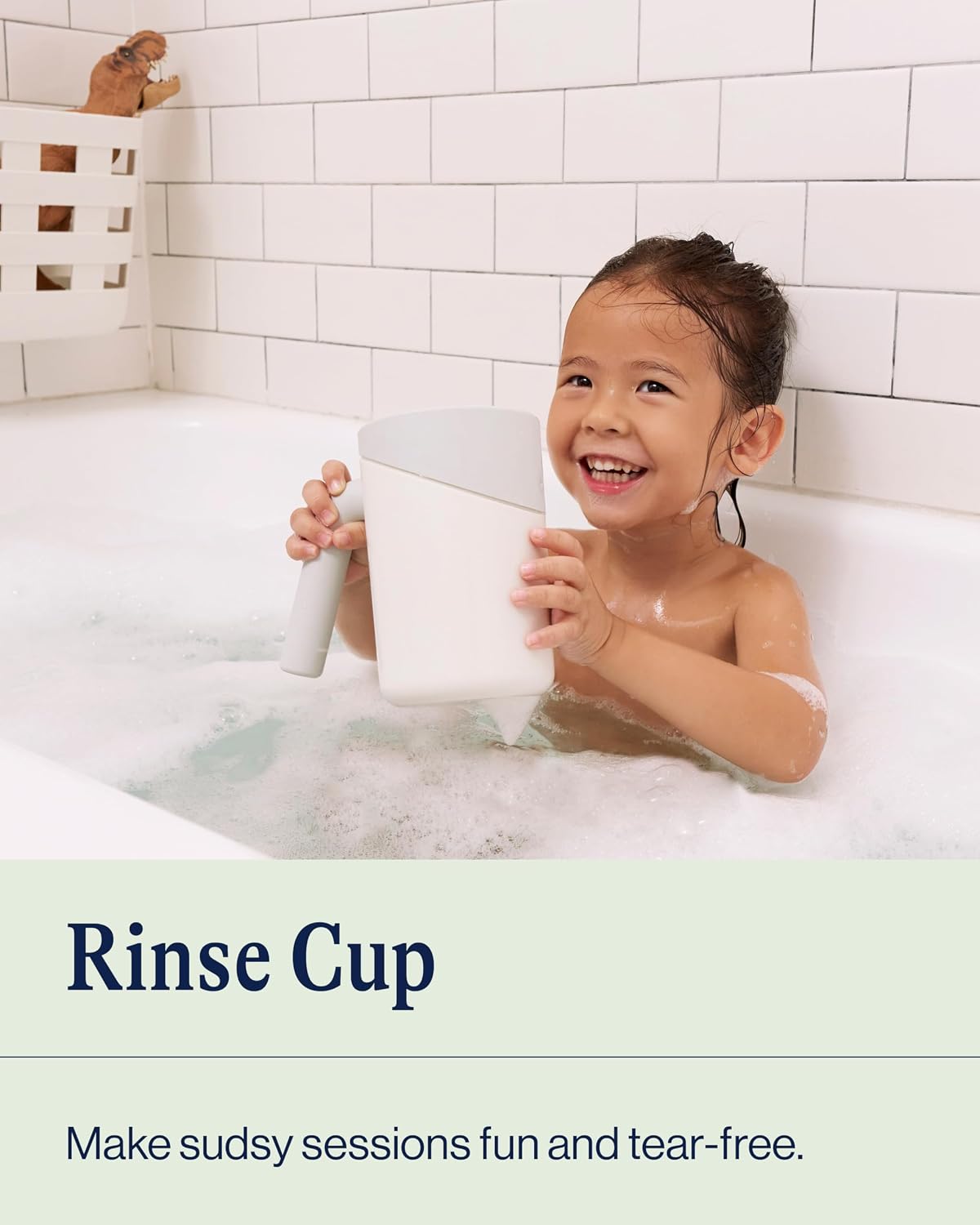 Baby Bath Rinse Cup with Handle for Easy Grip, Tear-Free Bathing