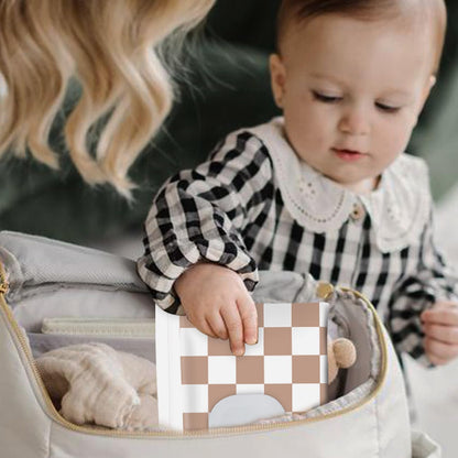 Baby Wipe Holder, 3-Pack Portable Refillable Wipe Dispenser, Waterproof & Dustproof Travel Baby Wipes Case, Reusable Diaper Wipe Container with Checkerboard Design