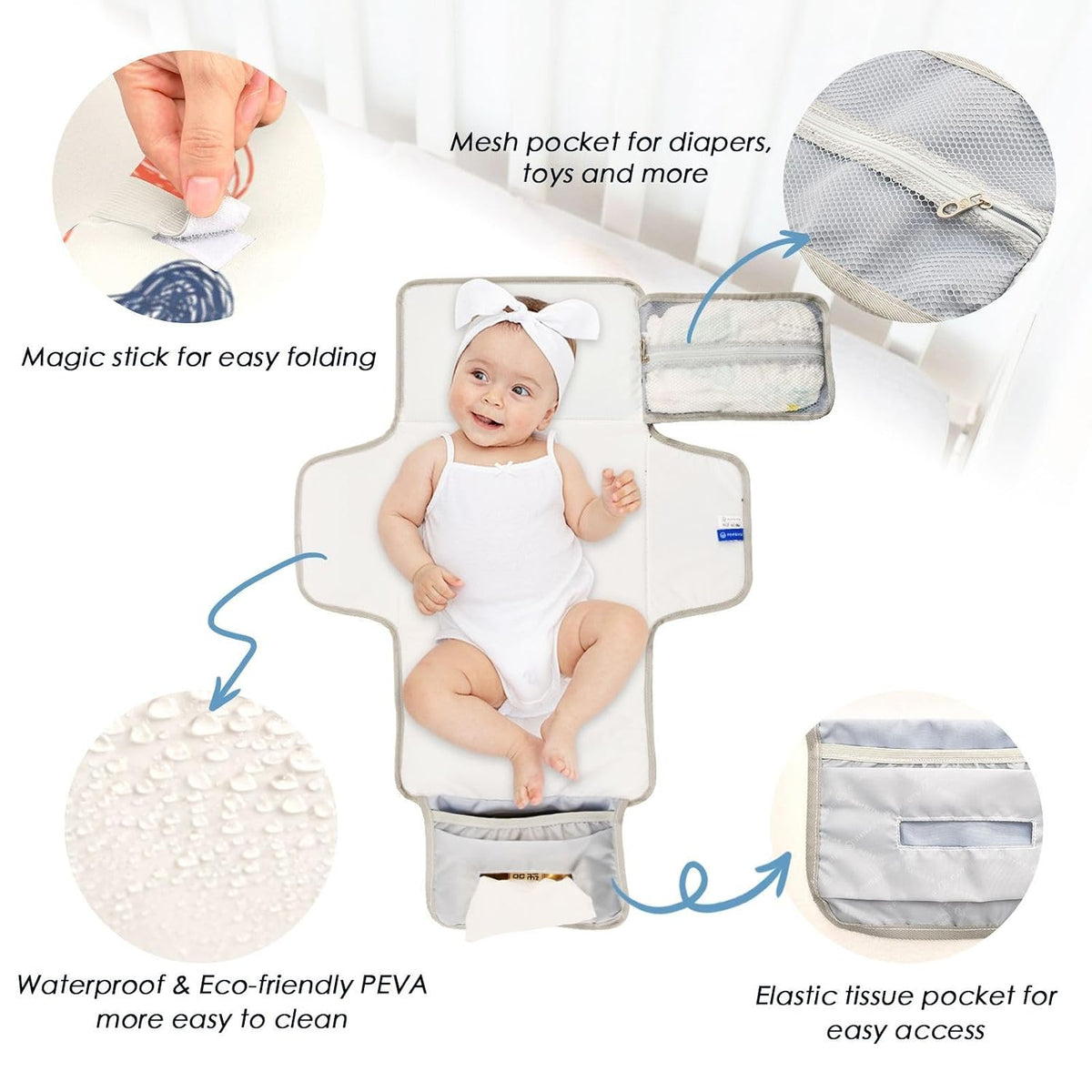 Oodle Paw Pattern Portable Diaper Changing Pad Nursery