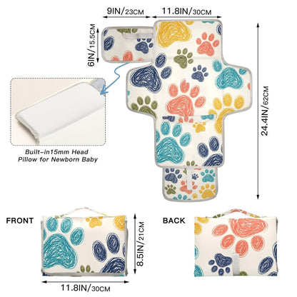 Oodle Paw Pattern Portable Diaper Changing Pad Nursery