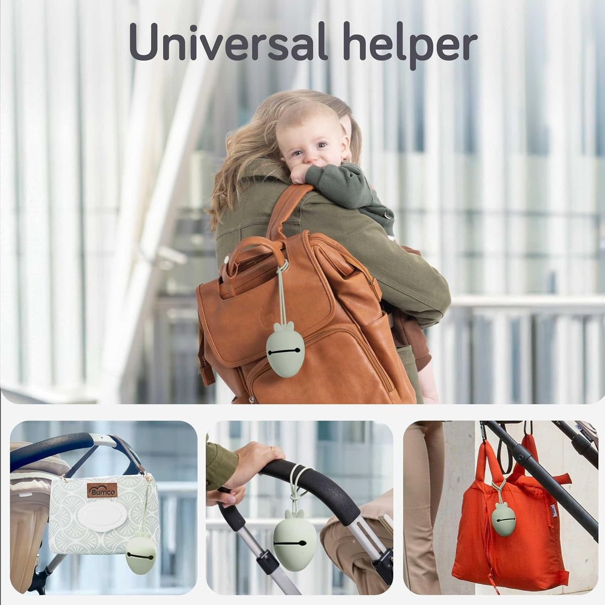 Silicone Pacifier Holder Case - BPA-Free, Dishwasher-Safe & Universal Pacifier Case for Diaper Bag, Fits 2 Pacis