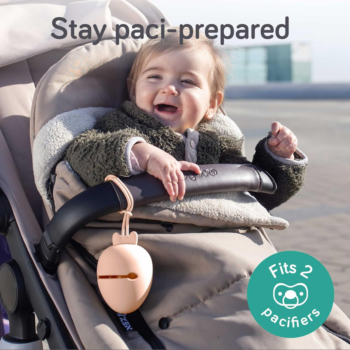 Silicone Pacifier Holder Case - BPA-Free, Dishwasher-Safe & Universal Pacifier Case for Diaper Bag, Fits 2 Pacis