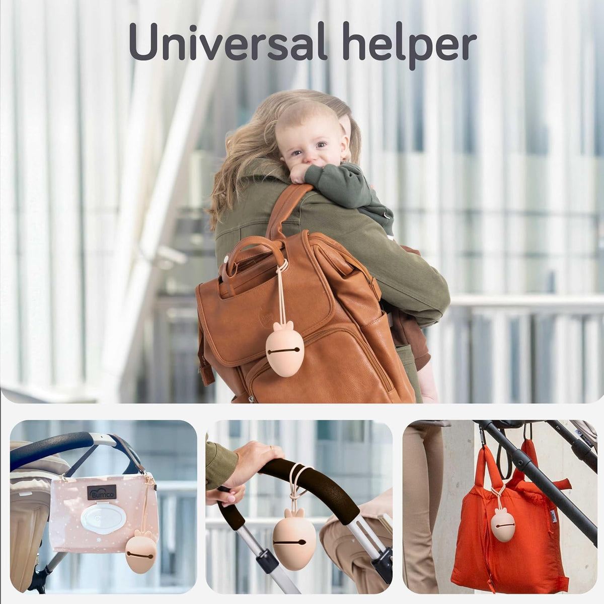 Silicone Pacifier Holder Case - BPA-Free, Dishwasher-Safe & Universal Pacifier Case for Diaper Bag, Fits 2 Pacis