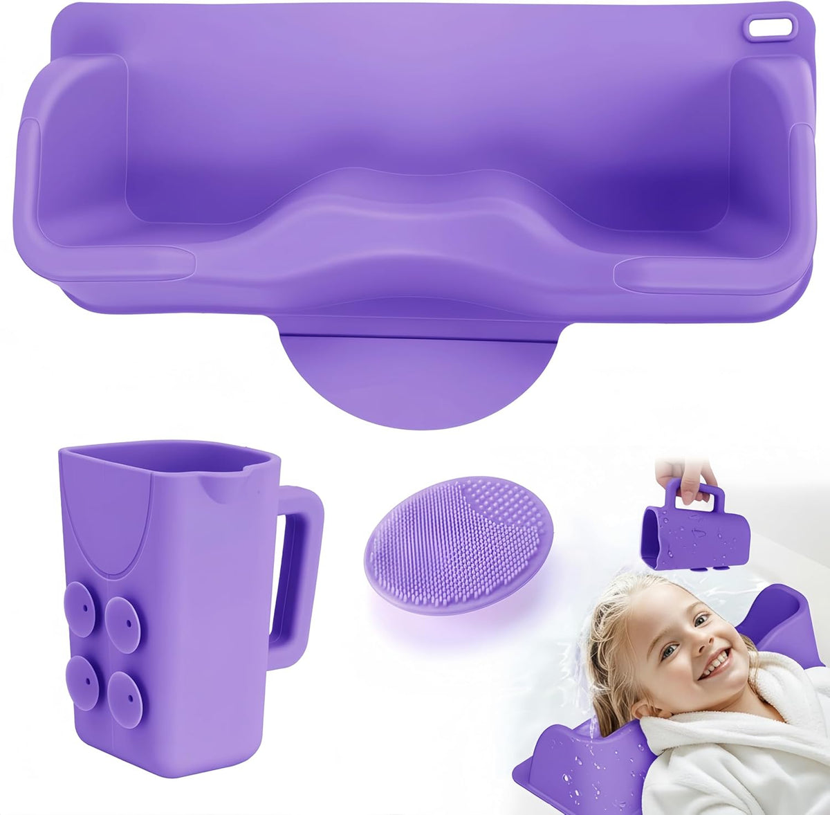 Portable Silicone Hair Wash Station for Kids Elderly， Neck Support