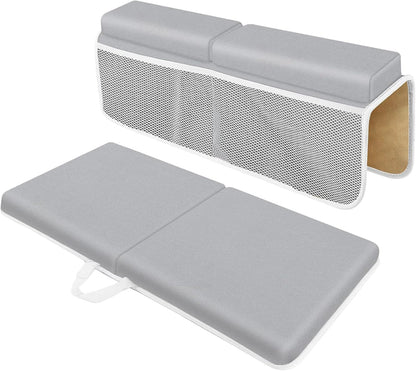 Baby Bath Kneeler and Elbow Rest Pad Set, Memory Foam Cushion with Toy Storage Organizer, Comfortable Bathtub Mat for Bathing Infant Support Non Slip Bath Time Essentials