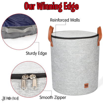 Toy Storage Basket and Playmat - Large Toy Blanket Storage Mat with Zippers - Slide Away Canvas Bag Storage Bin - Sturdy Kids Storage Baskets & Mat - Toy Bag Play Mat for Girls & Boys, Light Grey