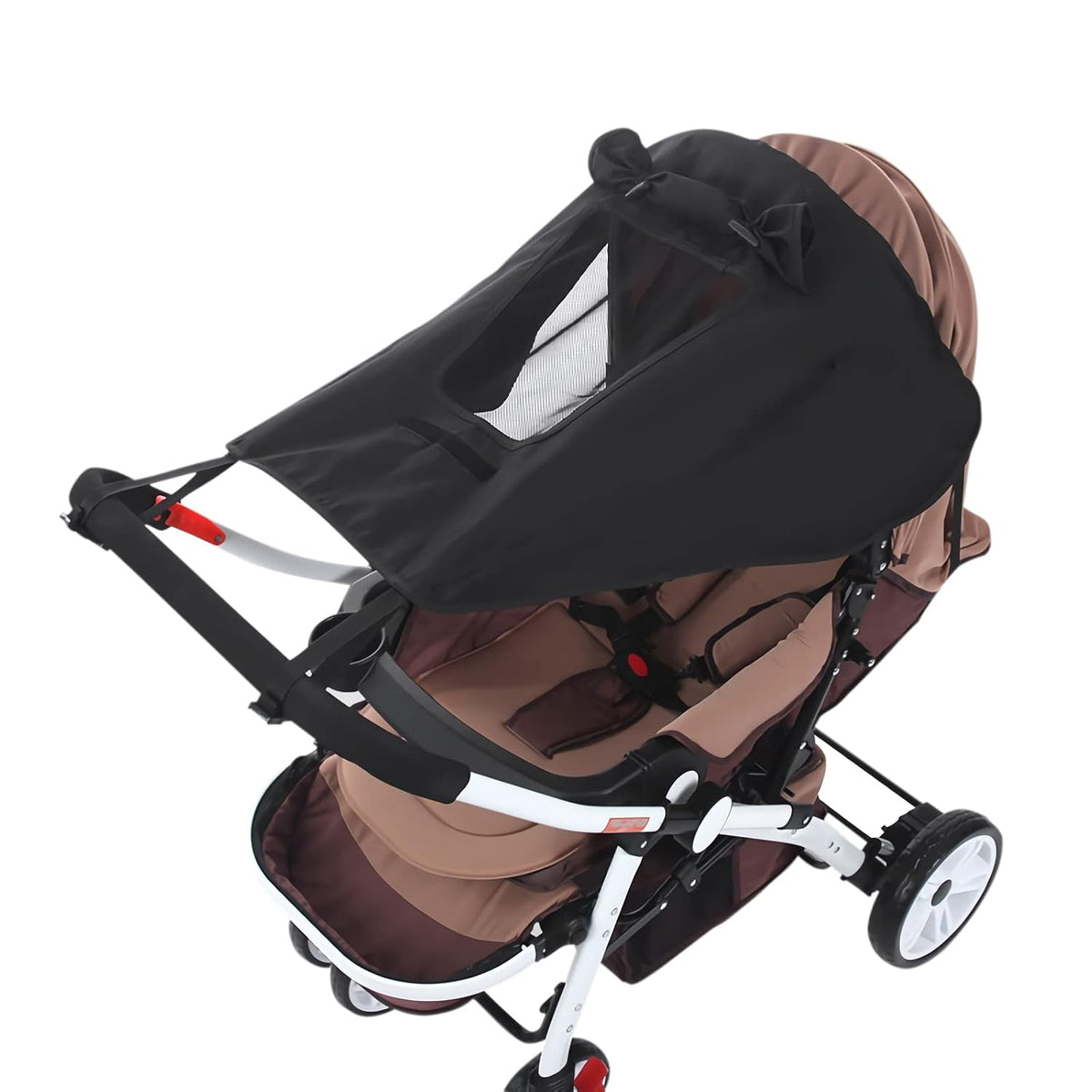 Baby Strollers Sun Shade Canopy Awning Universal for Pram Baby Carriage/Pushchair Sun Cover UV Protection Screen with Viewing Window Netting Cover for Pram (Black)