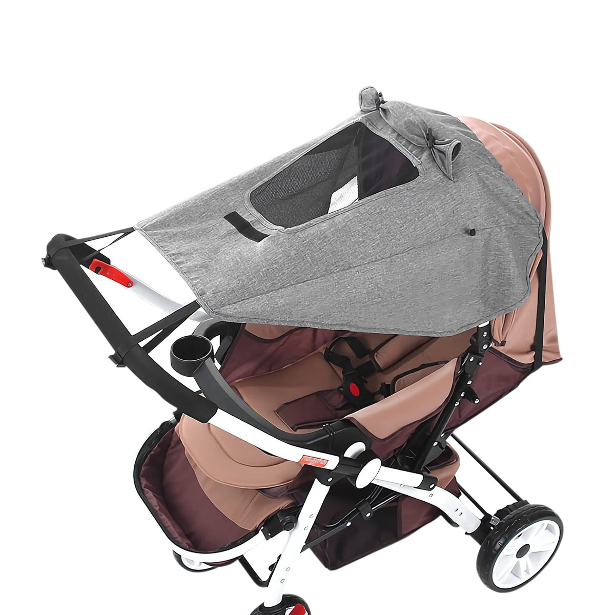 Baby Strollers Sun Shade Canopy Awning Universal for Pram Baby Carriage/Pushchair Sun Cover UV Protection Screen with Viewing Window Netting Cover for Pram (Black)