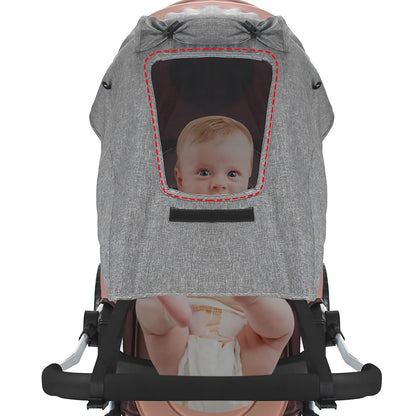 Baby Strollers Sun Shade Canopy Awning Universal for Pram Baby Carriage/Pushchair Sun Cover UV Protection Screen with Viewing Window Netting Cover for Pram (Black)