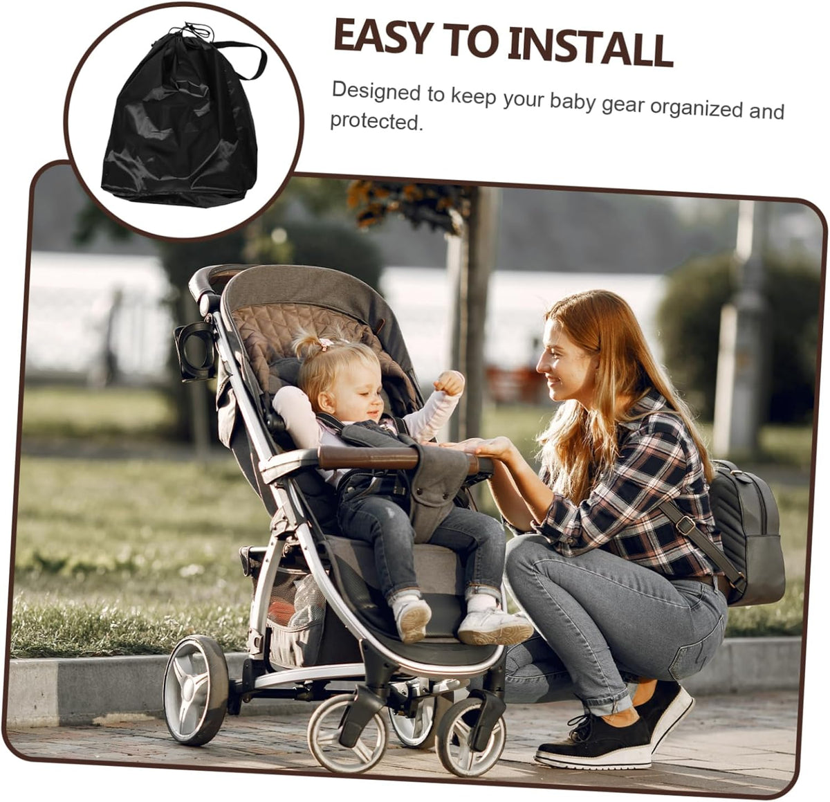 Large Folding Stroller Travel Bag with Shoulder Strap Dustproof Cover for Airplane Gate Check and Storage Spacious Organizer for Stroller Accessories