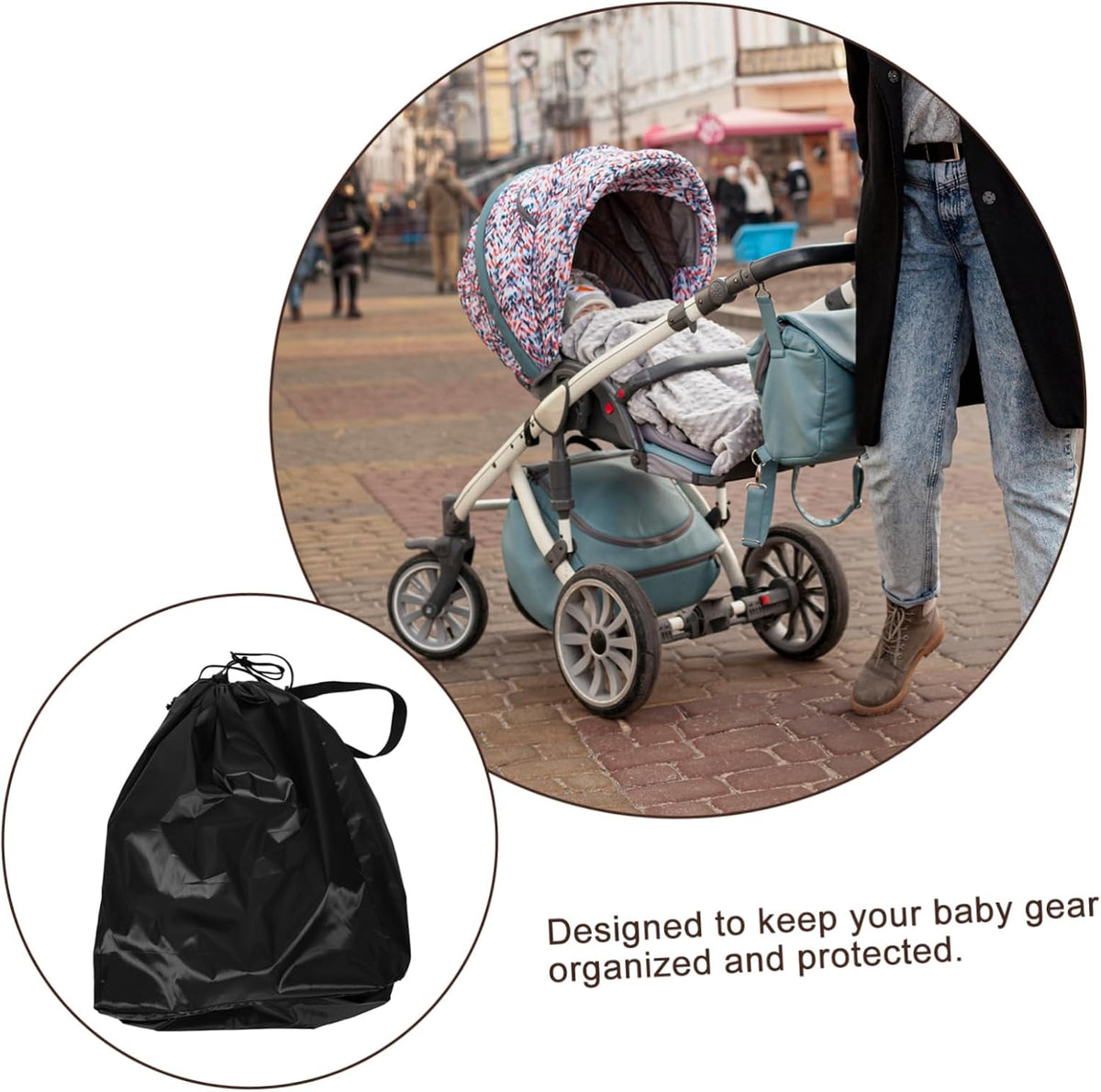 Large Folding Stroller Travel Bag with Shoulder Strap Dustproof Cover for Airplane Gate Check and Storage Spacious Organizer for Stroller Accessories