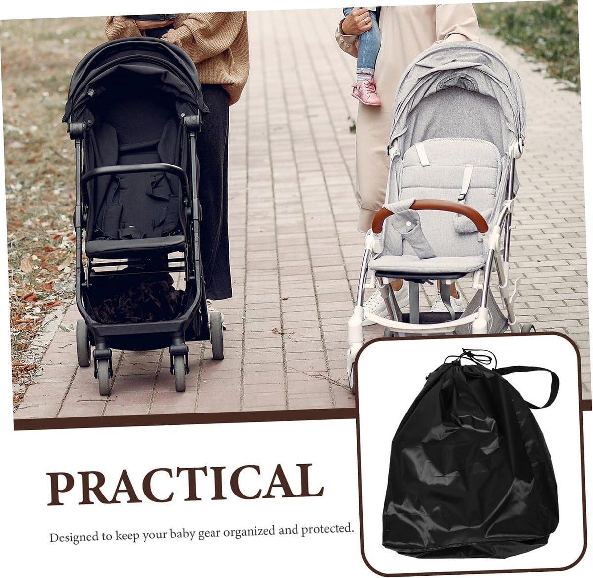 Large Folding Stroller Travel Bag with Shoulder Strap Dustproof Cover for Airplane Gate Check and Storage Spacious Organizer for Stroller Accessories