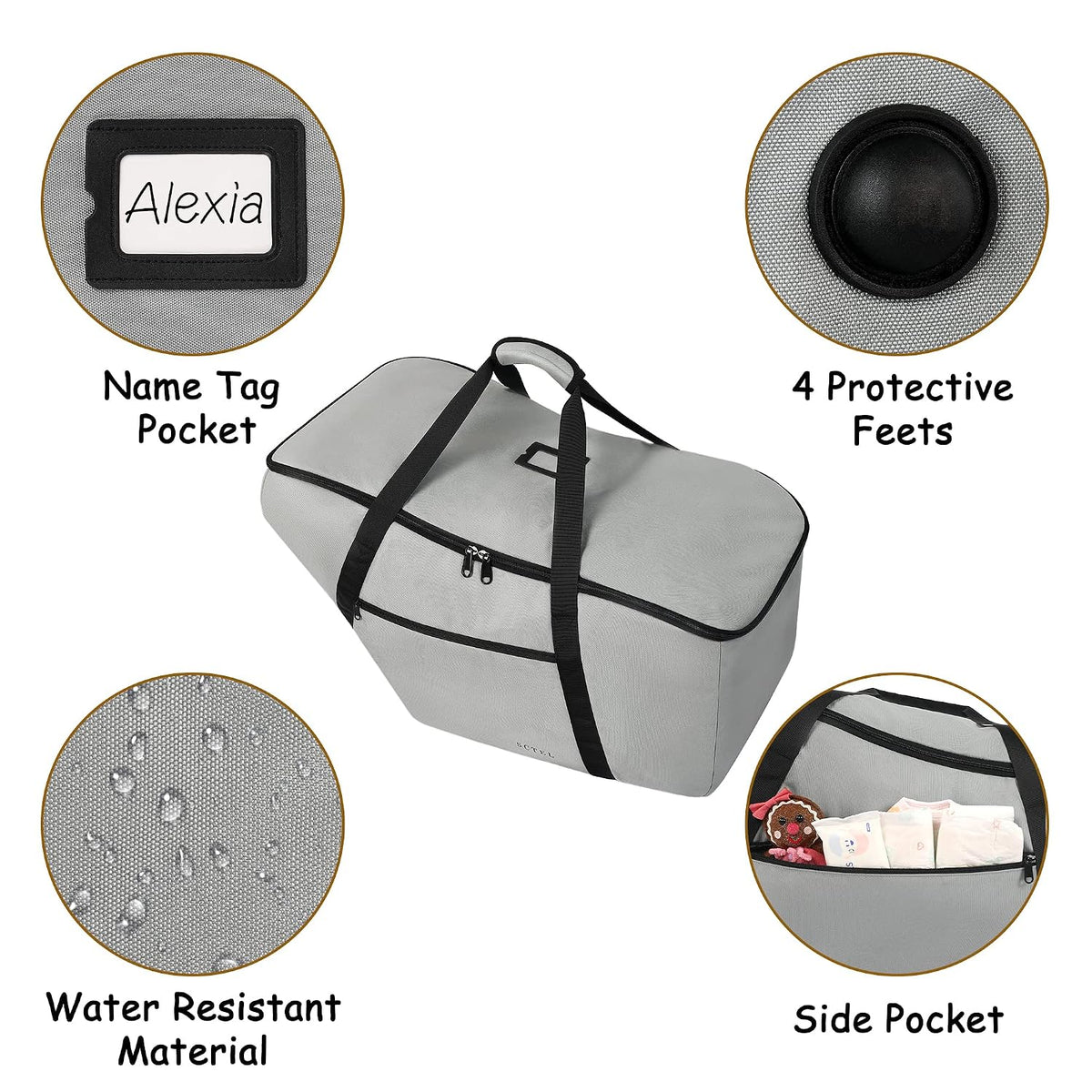 SCTEL Car Seat Travel Bag, Padded Infant Gate Check Bag for Air Travel