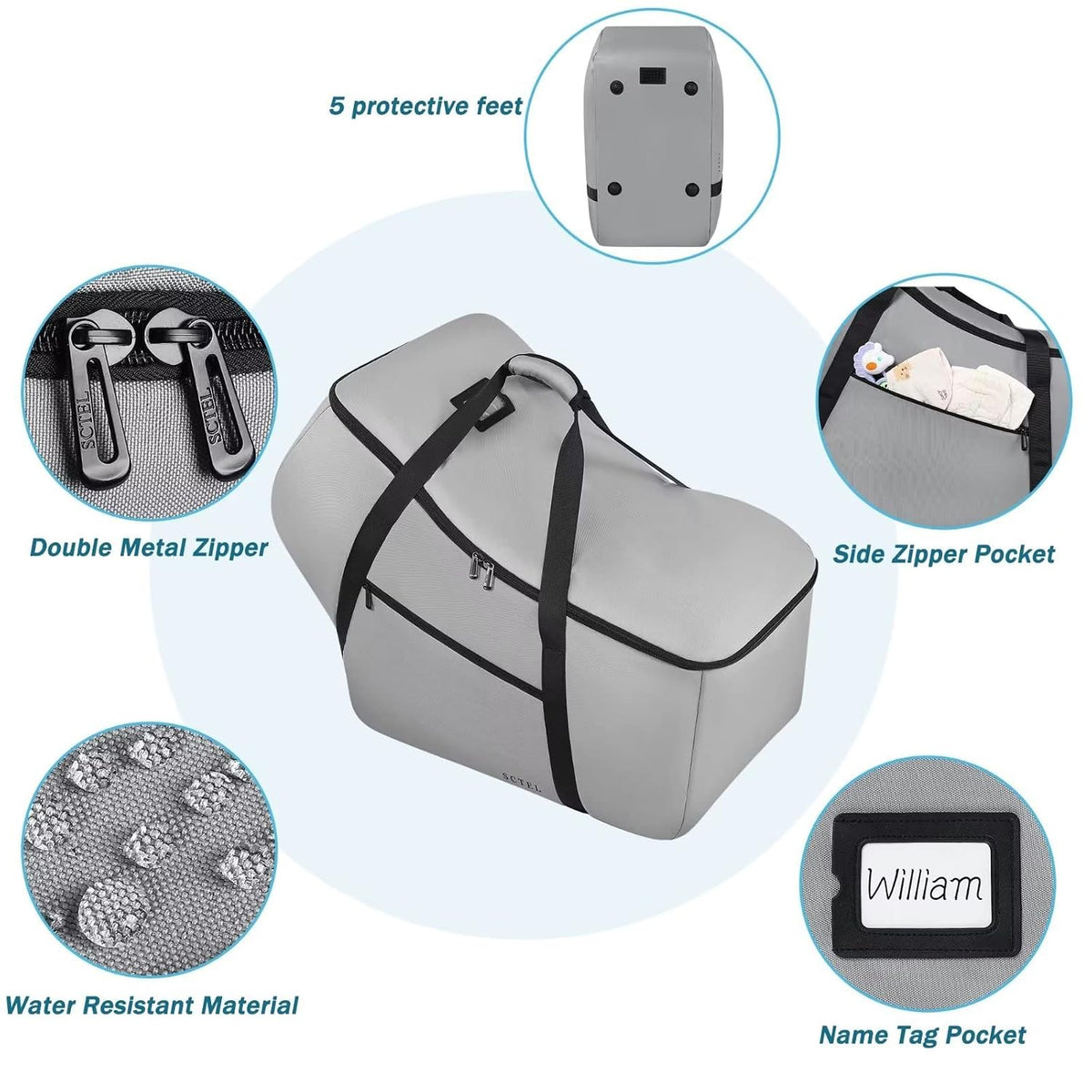 SCTEL Car Seat Travel Bag, Padded Infant Gate Check Bag for Air Travel