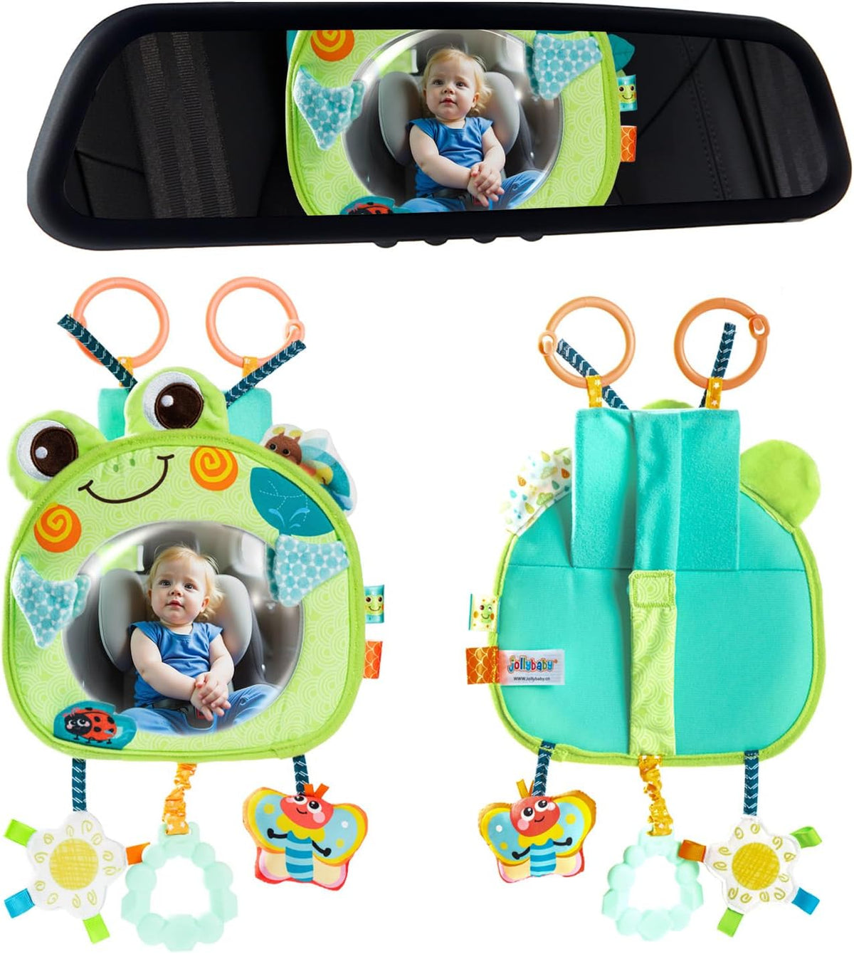 Car Seat Rear Facing Mirror Hanging Toy for Baby Road Trip - Frog
