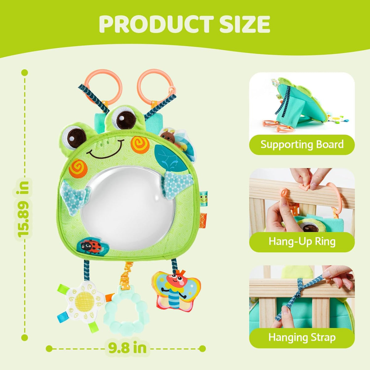 Car Seat Rear Facing Mirror Hanging Toy for Baby Road Trip - Frog