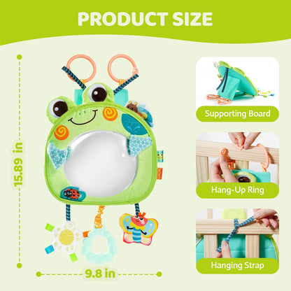 Car Seat Rear Facing Mirror Hanging Toy for Baby Road Trip - Frog