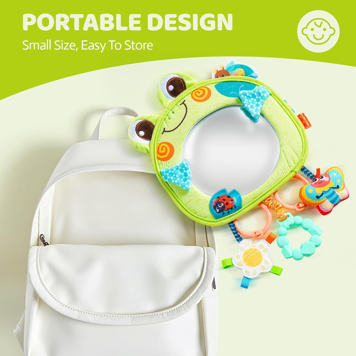 Car Seat Rear Facing Mirror Hanging Toy for Baby Road Trip - Frog