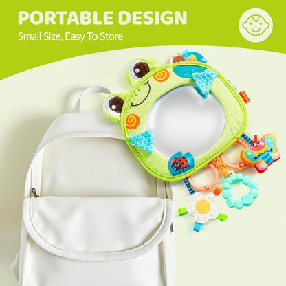 Car Seat Rear Facing Mirror Hanging Toy for Baby Road Trip - Frog