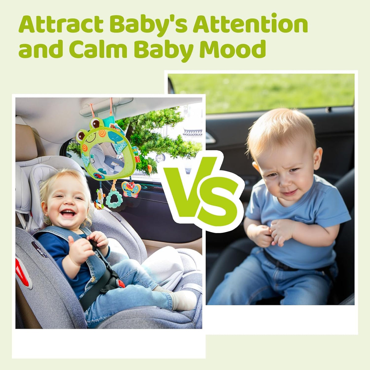 Car Seat Rear Facing Mirror Hanging Toy for Baby Road Trip - Frog