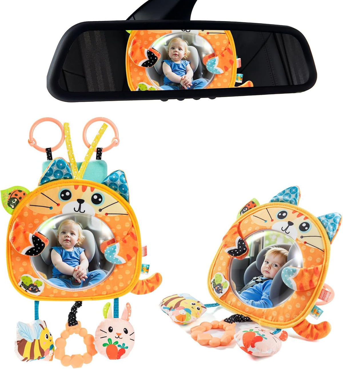 Car Seat Rear Facing Mirror Hanging Toy for Baby Road Trip - Frog