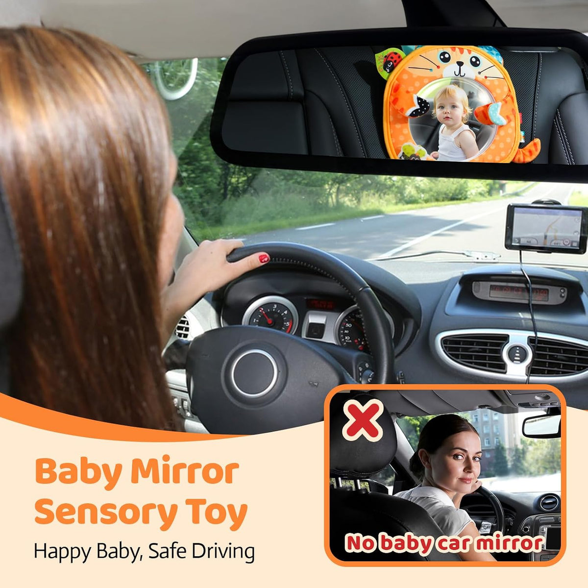 Car Seat Rear Facing Mirror Hanging Toy for Baby Road Trip - Frog