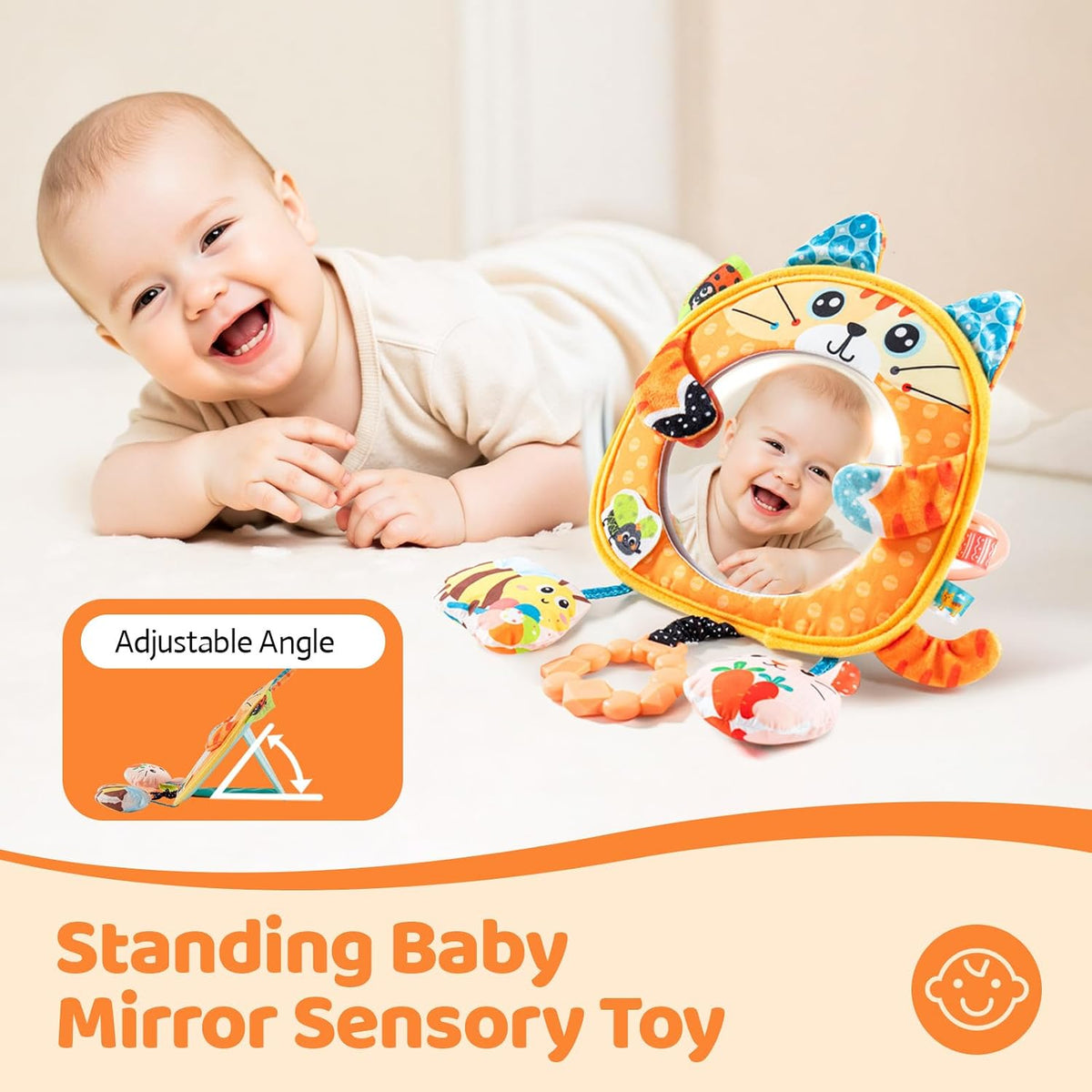 Car Seat Rear Facing Mirror Hanging Toy for Baby Road Trip - Frog