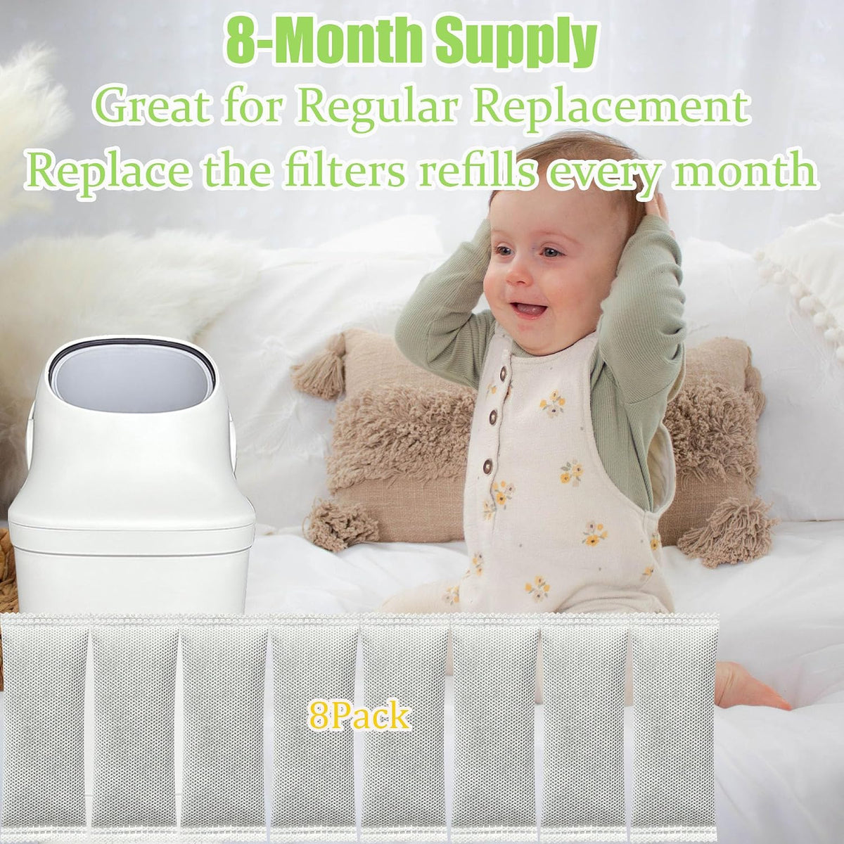 8 Pack Deodorizer Refills Compatible with Momcozy Diaper Pail
