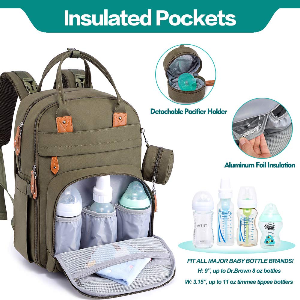 Extra Large Diaper Bag Backpack, Expandable Baby Bag with Up to 50% More Capacity - Travel Essentials Baby Bag Tote with Changing Pad, Stroller Straps & Pacifier Case - Unisex, Black