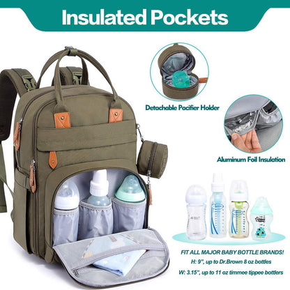 Extra Large Diaper Bag Backpack, Expandable Baby Bag with Up to 50% More Capacity - Travel Essentials Baby Bag Tote with Changing Pad, Stroller Straps & Pacifier Case - Unisex, Black