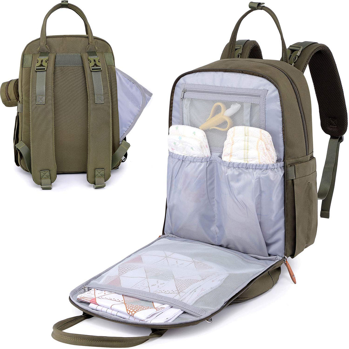 Extra Large Diaper Bag Backpack, Expandable Baby Bag with Up to 50% More Capacity - Travel Essentials Baby Bag Tote with Changing Pad, Stroller Straps & Pacifier Case - Unisex, Black