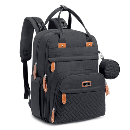 Extra Large Diaper Bag Backpack, Expandable Baby Bag with Up to 50% More Capacity - Travel Essentials Baby Bag Tote with Changing Pad, Stroller Straps & Pacifier Case - Unisex, Black