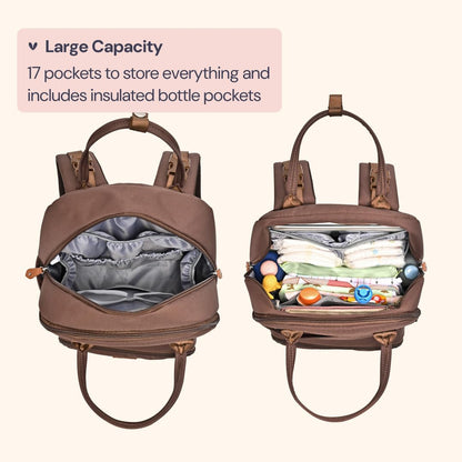 Extra Large Diaper Bag Backpack, Expandable Baby Bag with Up to 50% More Capacity - Travel Essentials Baby Bag Tote with Changing Pad, Stroller Straps & Pacifier Case - Unisex, Black