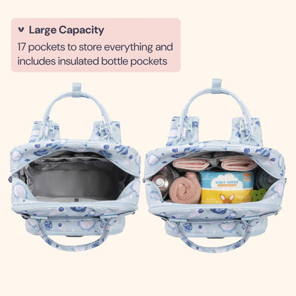 Extra Large Diaper Bag Backpack, Expandable Baby Bag with Up to 50% More Capacity - Travel Essentials Baby Bag Tote with Changing Pad, Stroller Straps & Pacifier Case - Unisex, Black