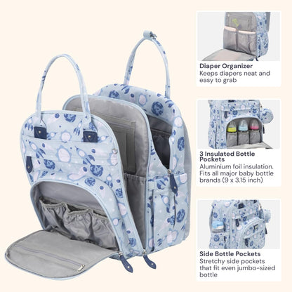 Extra Large Diaper Bag Backpack, Expandable Baby Bag with Up to 50% More Capacity - Travel Essentials Baby Bag Tote with Changing Pad, Stroller Straps & Pacifier Case - Unisex, Black