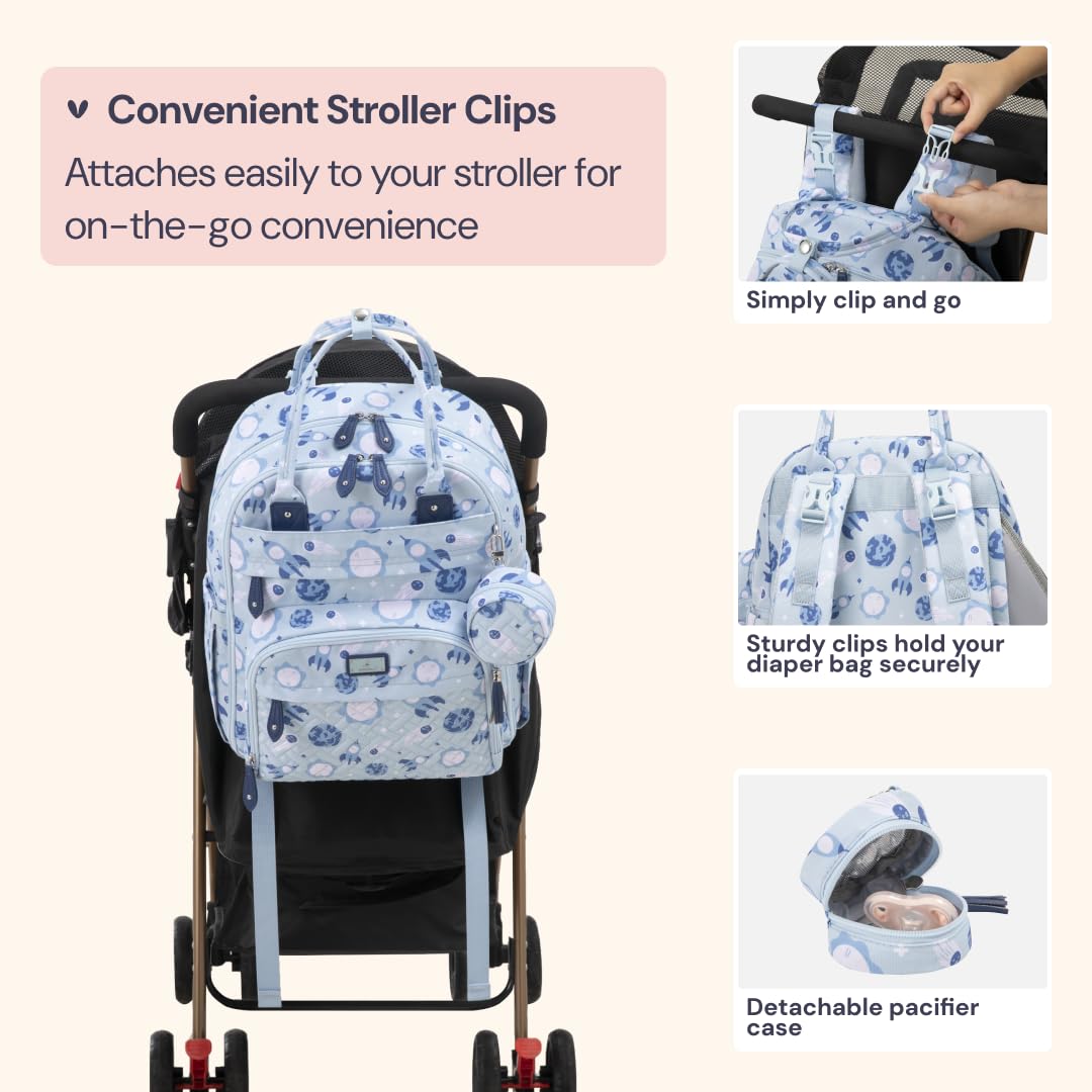 Extra Large Diaper Bag Backpack, Expandable Baby Bag with Up to 50% More Capacity - Travel Essentials Baby Bag Tote with Changing Pad, Stroller Straps & Pacifier Case - Unisex, Black