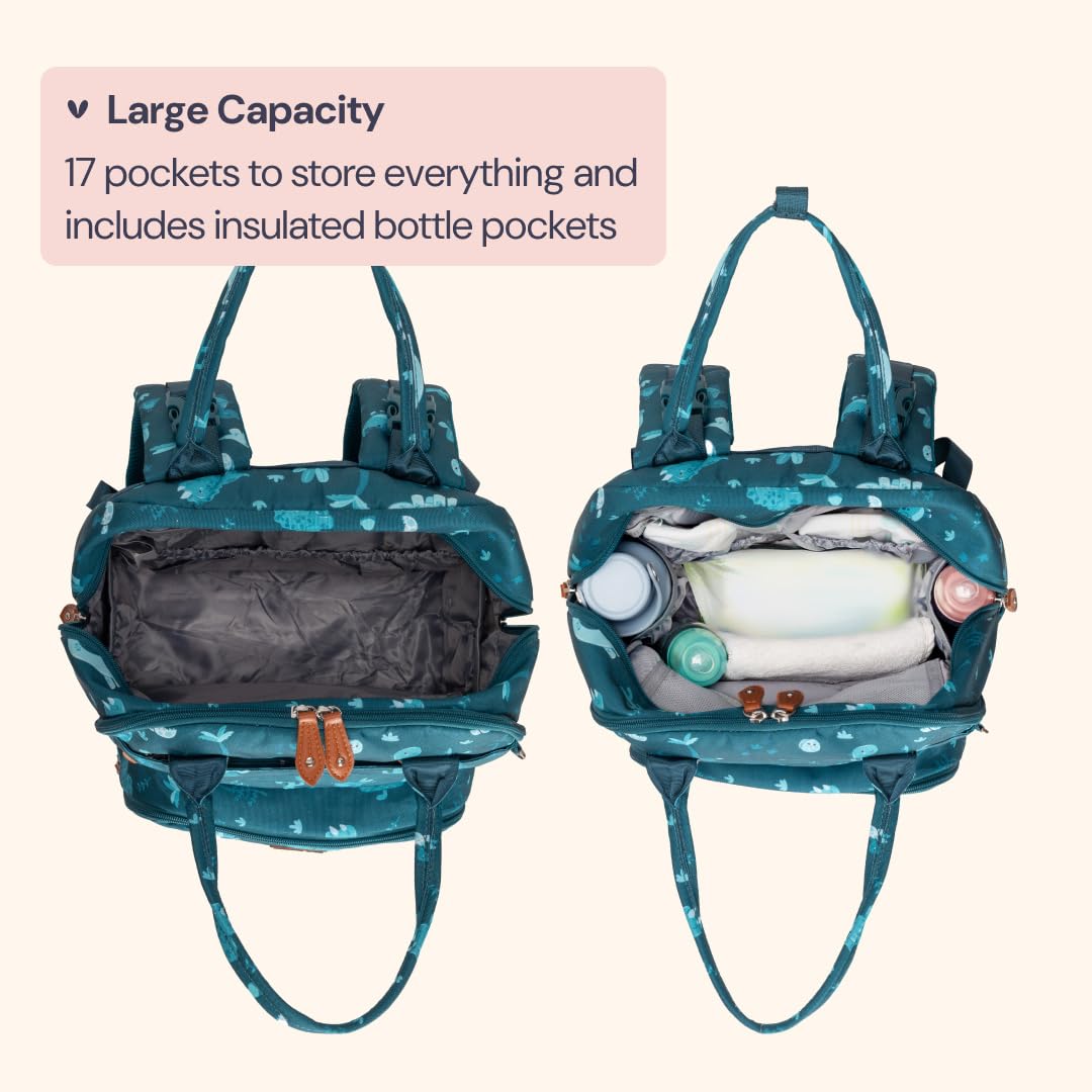 Extra Large Diaper Bag Backpack, Expandable Baby Bag with Up to 50% More Capacity - Travel Essentials Baby Bag Tote with Changing Pad, Stroller Straps & Pacifier Case - Unisex, Black