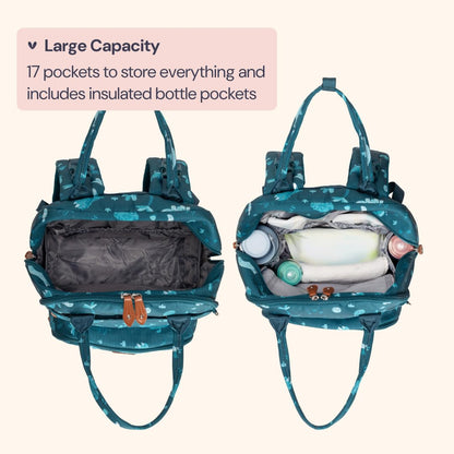 Extra Large Diaper Bag Backpack, Expandable Baby Bag with Up to 50% More Capacity - Travel Essentials Baby Bag Tote with Changing Pad, Stroller Straps & Pacifier Case - Unisex, Black
