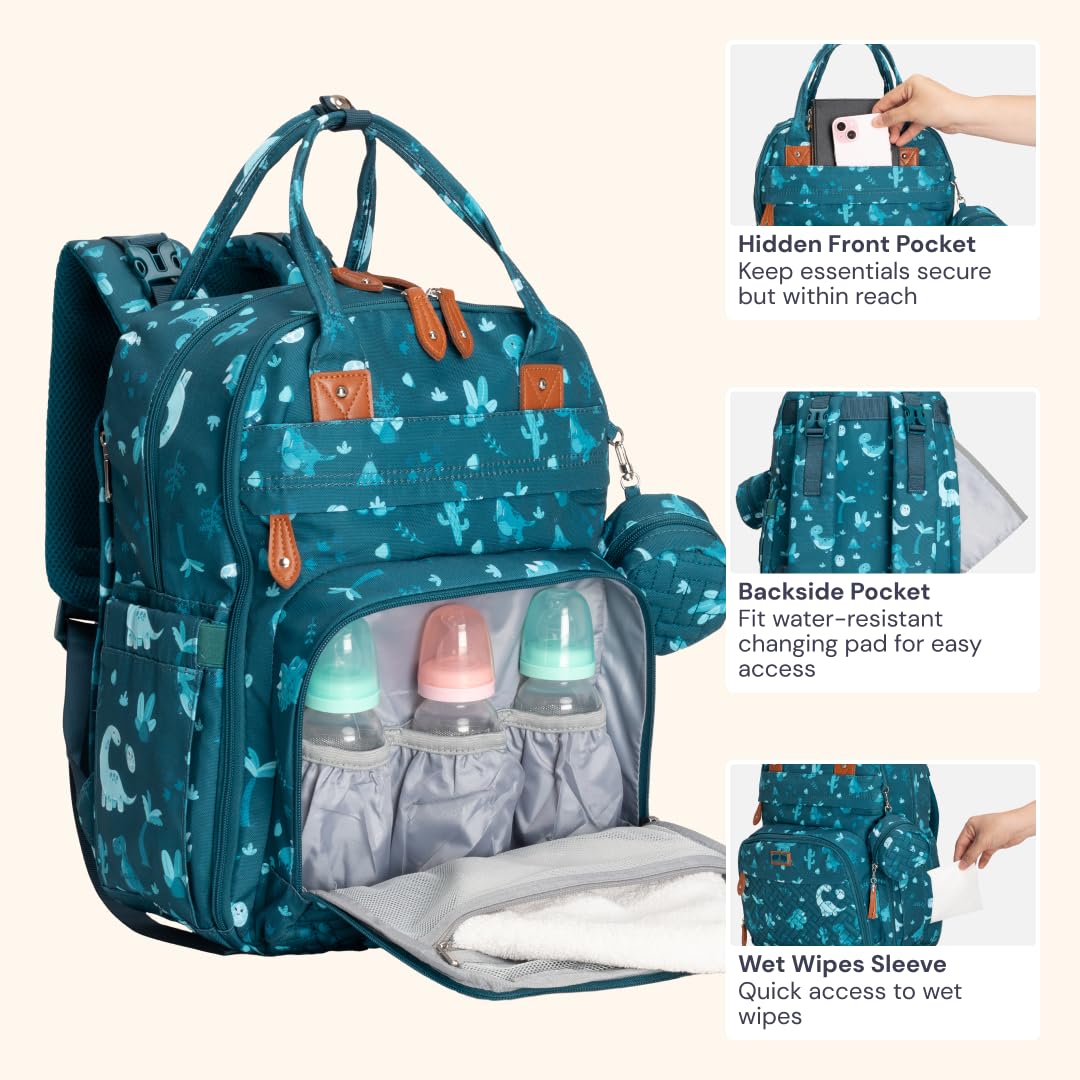 Extra Large Diaper Bag Backpack, Expandable Baby Bag with Up to 50% More Capacity - Travel Essentials Baby Bag Tote with Changing Pad, Stroller Straps & Pacifier Case - Unisex, Black