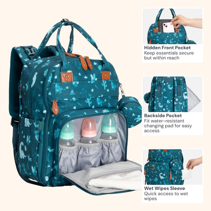 Extra Large Diaper Bag Backpack, Expandable Baby Bag with Up to 50% More Capacity - Travel Essentials Baby Bag Tote with Changing Pad, Stroller Straps & Pacifier Case - Unisex, Black