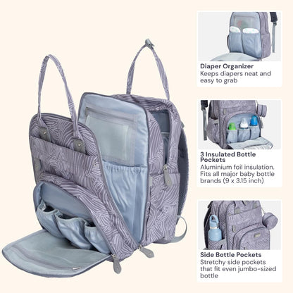 Extra Large Diaper Bag Backpack, Expandable Baby Bag with Up to 50% More Capacity - Travel Essentials Baby Bag Tote with Changing Pad, Stroller Straps & Pacifier Case - Unisex, Black