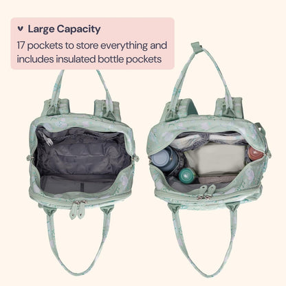 Extra Large Diaper Bag Backpack, Expandable Baby Bag with Up to 50% More Capacity - Travel Essentials Baby Bag Tote with Changing Pad, Stroller Straps & Pacifier Case - Unisex, Black