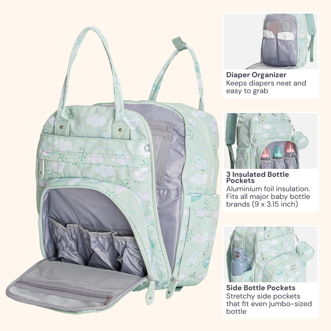 Extra Large Diaper Bag Backpack, Expandable Baby Bag with Up to 50% More Capacity - Travel Essentials Baby Bag Tote with Changing Pad, Stroller Straps & Pacifier Case - Unisex, Black