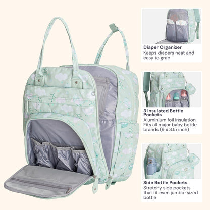 Extra Large Diaper Bag Backpack, Expandable Baby Bag with Up to 50% More Capacity - Travel Essentials Baby Bag Tote with Changing Pad, Stroller Straps & Pacifier Case - Unisex, Black