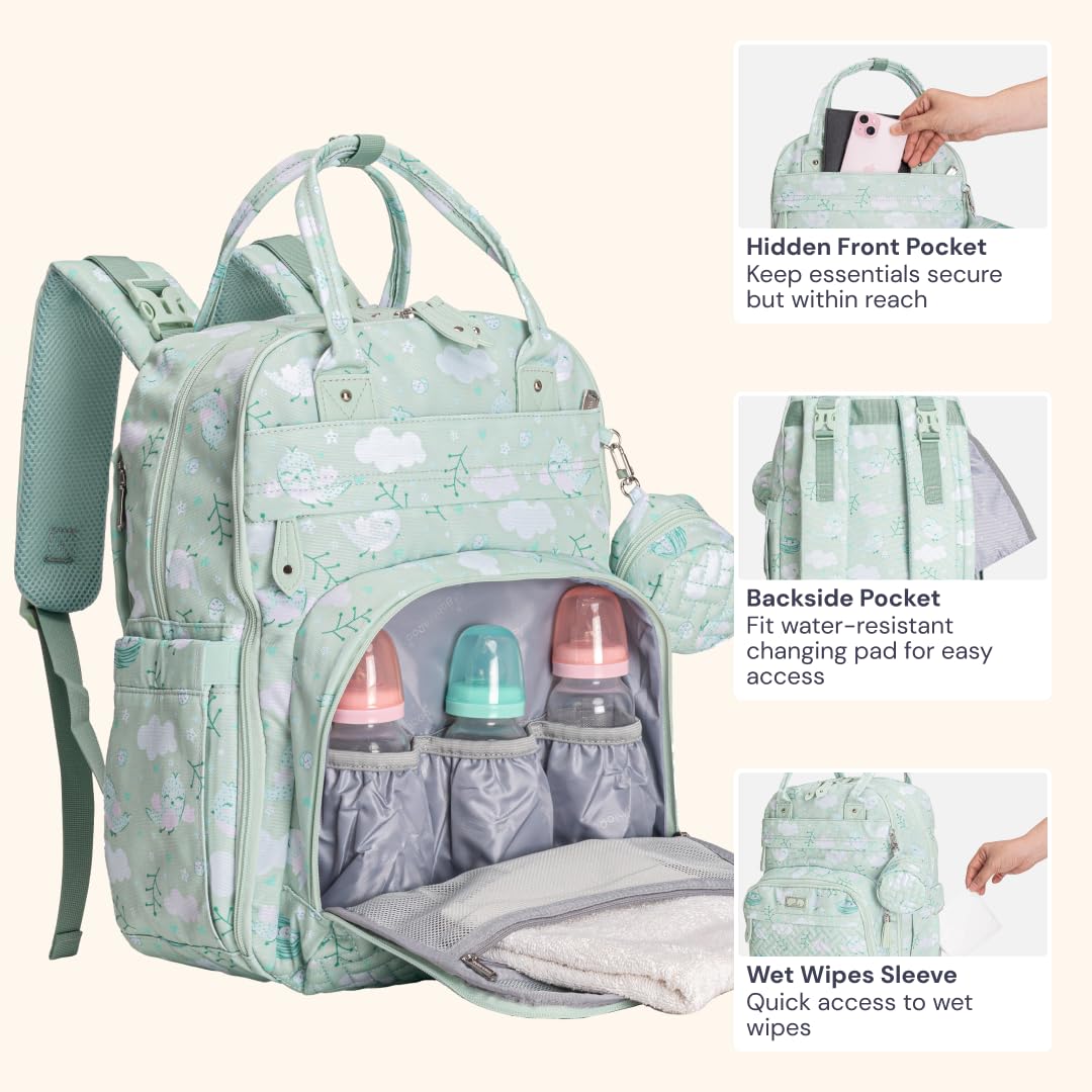 Extra Large Diaper Bag Backpack, Expandable Baby Bag with Up to 50% More Capacity - Travel Essentials Baby Bag Tote with Changing Pad, Stroller Straps & Pacifier Case - Unisex, Black