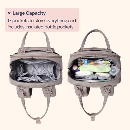 Extra Large Diaper Bag Backpack, Expandable Baby Bag with Up to 50% More Capacity - Travel Essentials Baby Bag Tote with Changing Pad, Stroller Straps & Pacifier Case - Unisex, Black