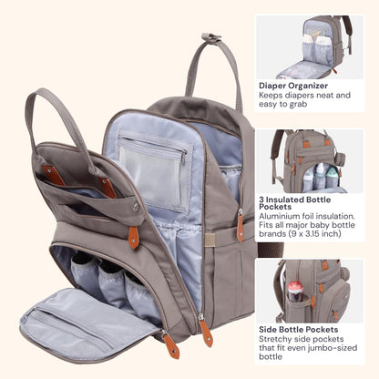 Extra Large Diaper Bag Backpack, Expandable Baby Bag with Up to 50% More Capacity - Travel Essentials Baby Bag Tote with Changing Pad, Stroller Straps & Pacifier Case - Unisex, Black