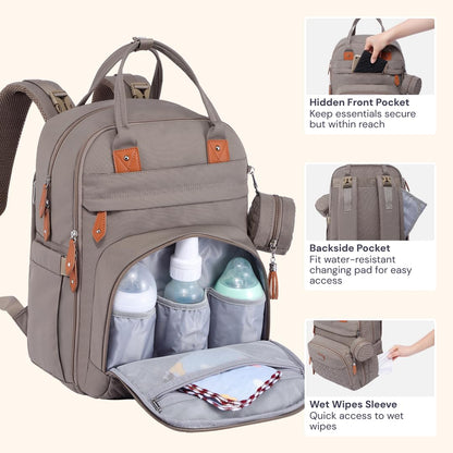 Extra Large Diaper Bag Backpack, Expandable Baby Bag with Up to 50% More Capacity - Travel Essentials Baby Bag Tote with Changing Pad, Stroller Straps & Pacifier Case - Unisex, Black