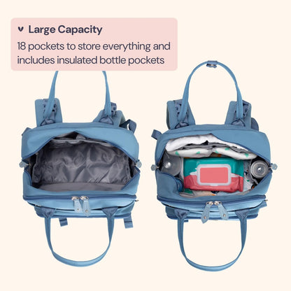 Extra Large Diaper Bag Backpack, Expandable Baby Bag with Up to 50% More Capacity - Travel Essentials Baby Bag Tote with Changing Pad, Stroller Straps & Pacifier Case - Unisex, Black